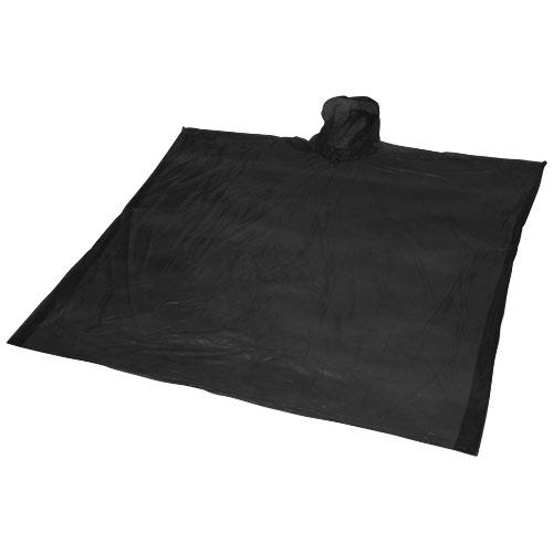 Ziva wegwerp regenponcho met opbergtasje Zwart