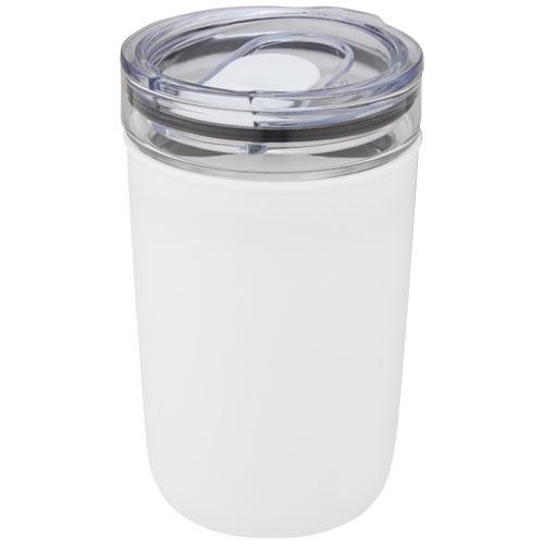 Bello 420 ml glazen beker met buitenwand van gerecycled plastic Wit