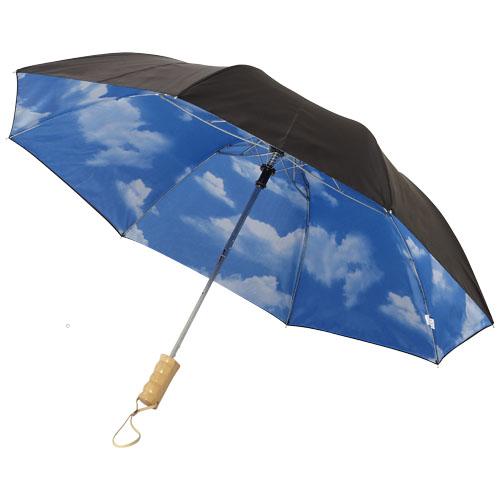 Blue skies 21" 2-sectie automatische paraplu Zwart